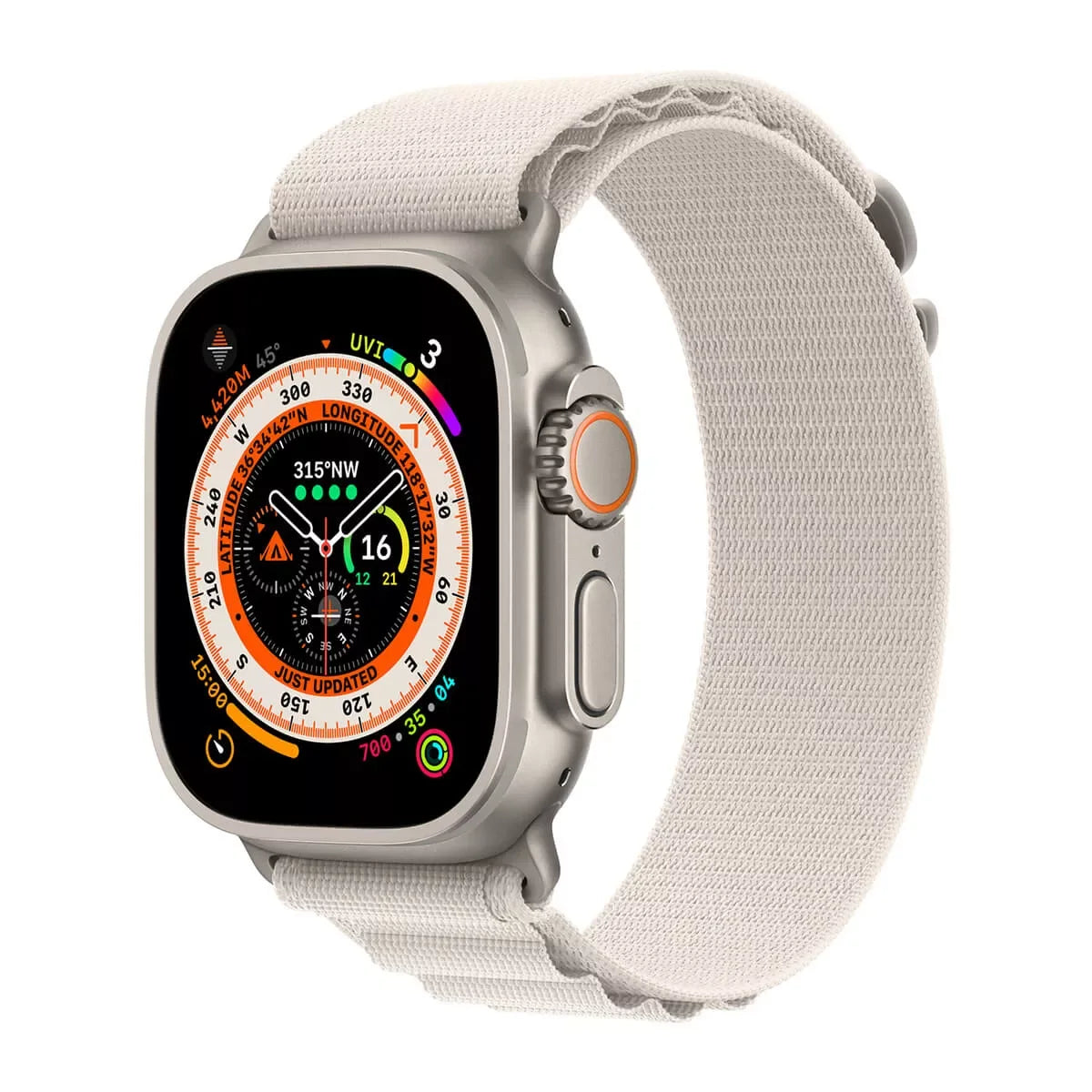 Apple Watch Ultra GPS + Cellular, 49mm Titanium Case with Starlight Alpine Loop – Medium - Tashqila Apple Watch Ultra GPS + Cellular, 49mm Titanium Case with Starlight Alpine Loop – Medium - Tashqila